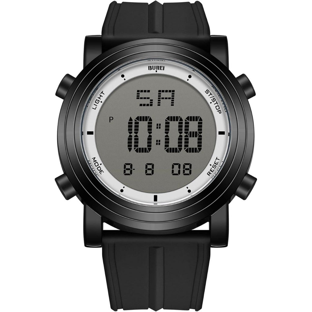 BUREI Digital Herren Uhren Sport Outdoor Armbanduhr Silikon Herren mit Wecker/Kalender/Stoppuhr/LED-Hintergrundbeleuchtung