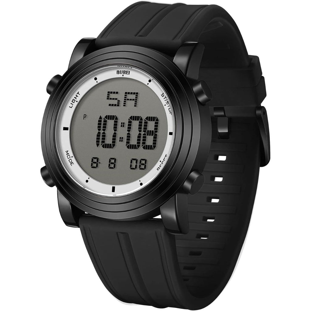 BUREI Digital Herren Uhren Sport Outdoor Armbanduhr Silikon Herren mit Wecker/Kalender/Stoppuhr/LED-Hintergrundbeleuchtung