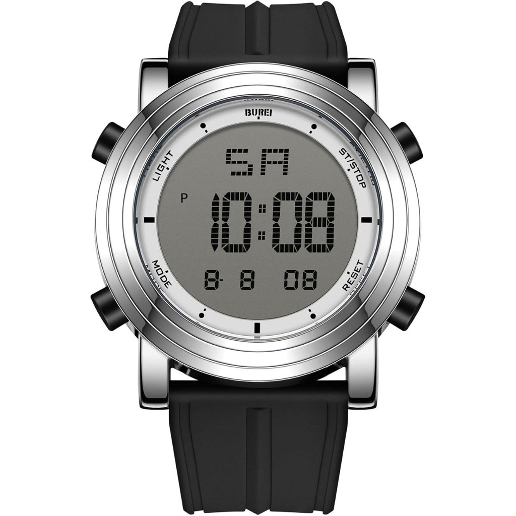 BUREI Digital Herren Uhren Sport Outdoor Armbanduhr Silikon Herren mit Wecker/Kalender/Stoppuhr/LED-Hintergrundbeleuchtung