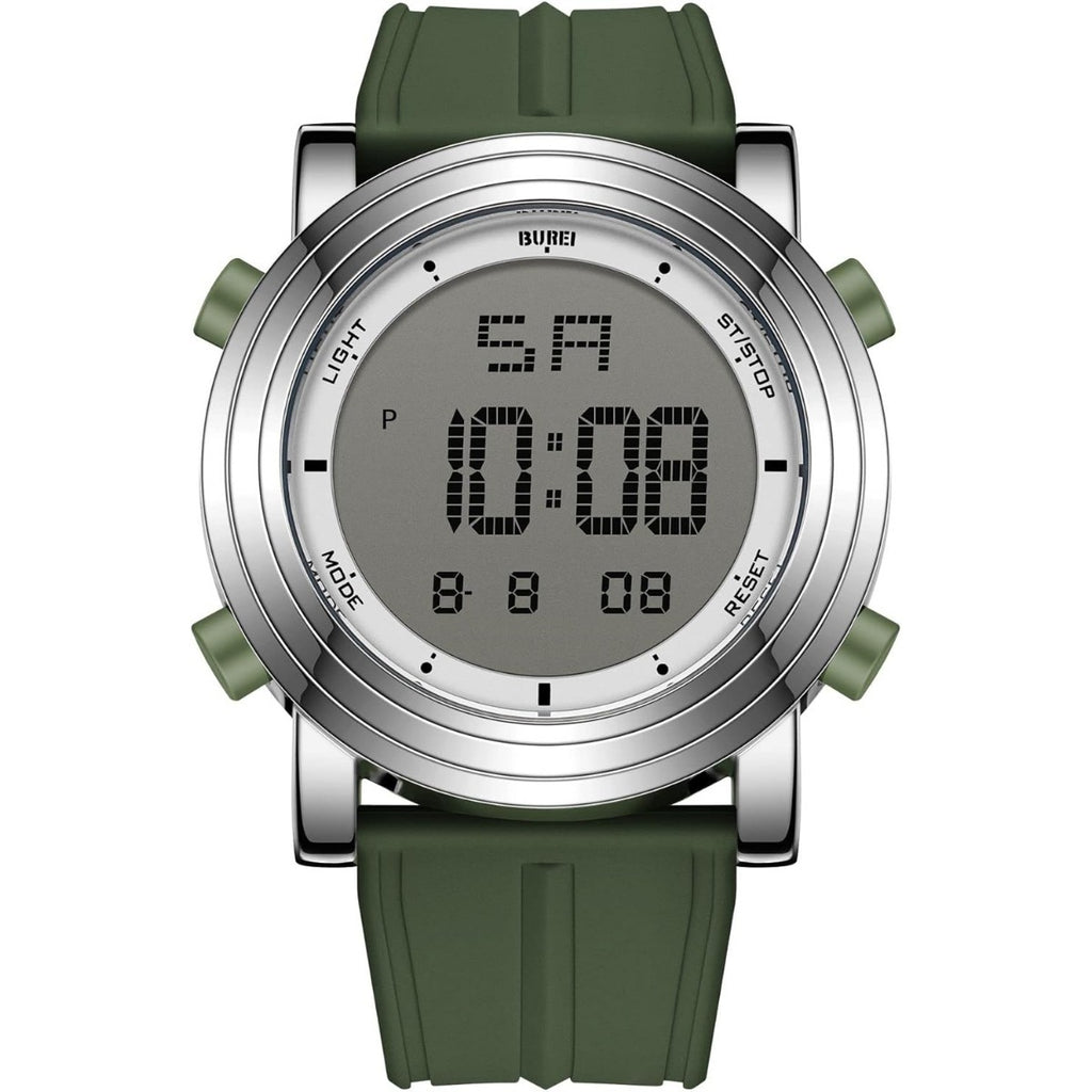 BUREI Digital Herren Uhren Sport Outdoor Armbanduhr Silikon Herren mit Wecker/Kalender/Stoppuhr/LED-Hintergrundbeleuchtung