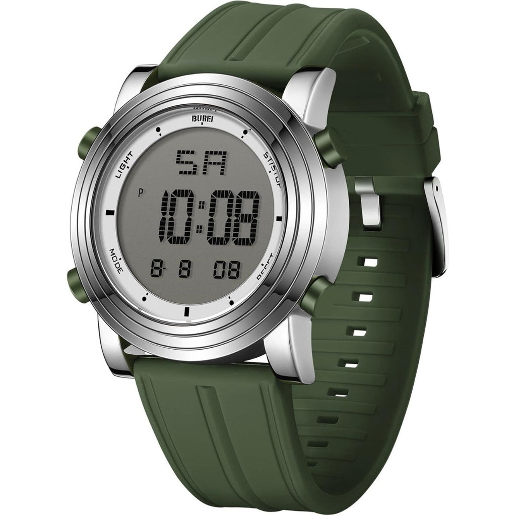 BUREI Digital Herren Uhren Sport Outdoor Armbanduhr Silikon Herren mit Wecker/Kalender/Stoppuhr/LED-Hintergrundbeleuchtung