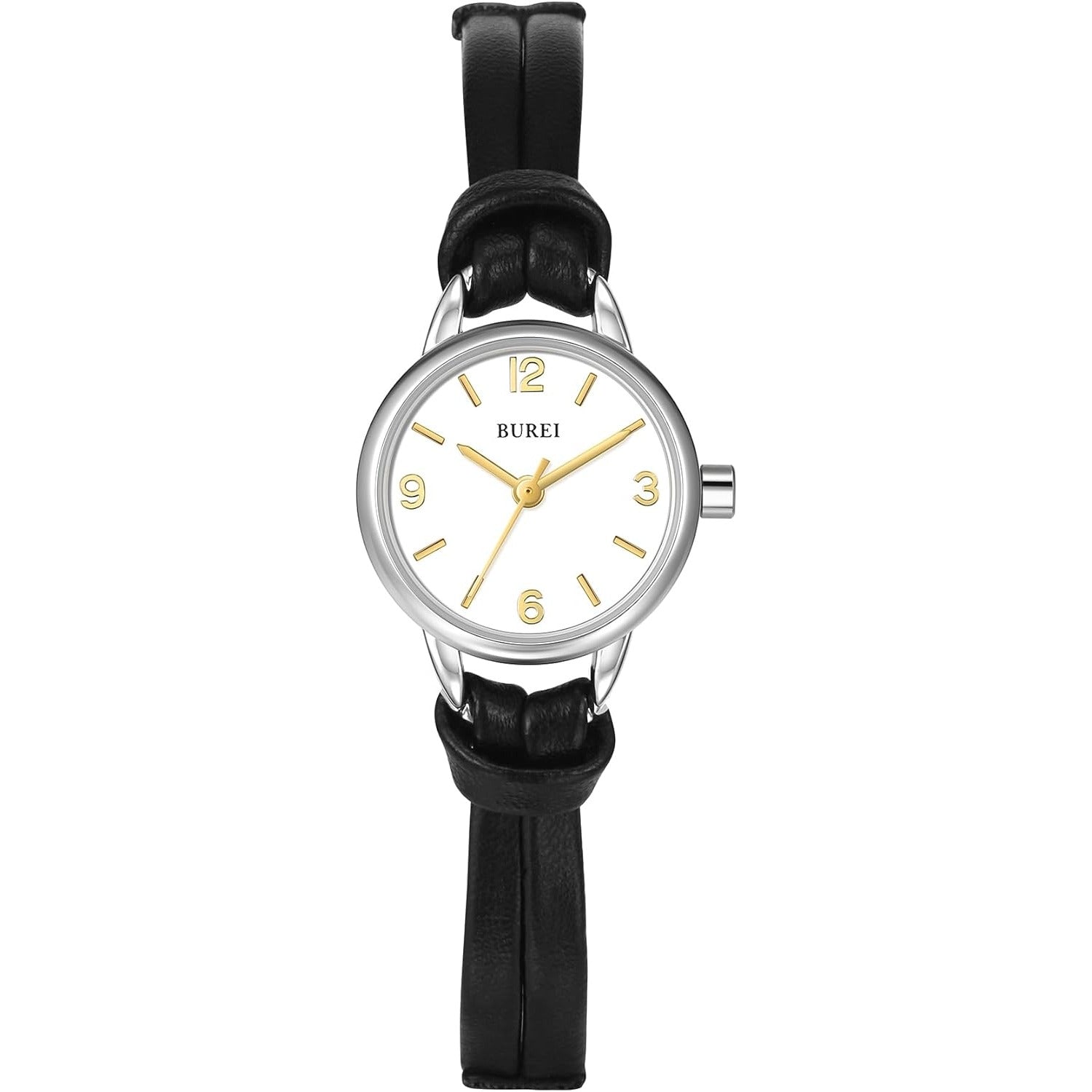 Women\'s Black Silver Analog Quartz Leather Strap Luxury Minimalist Wrist Watch Square Black Leather Strap Watch, Silver Case, Minimalist  main image 3