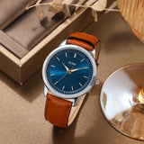 BUREI Mens Fashion Watches Dress Minimalist Wrist Watches for Men Brown Leather Analog Watch Display with Slim Case Design relojes para Hombres