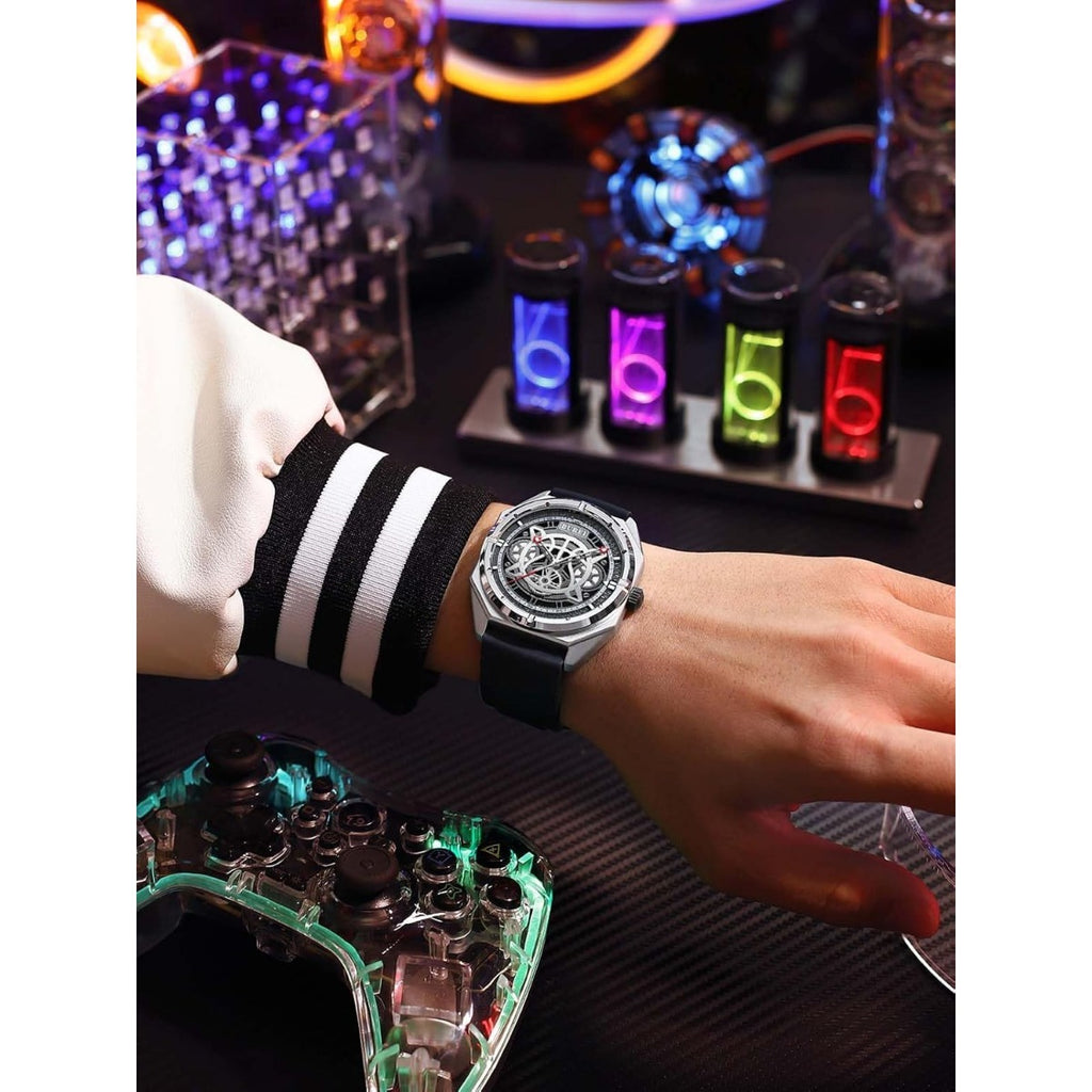 BUREI Men Wrist Watches Fashion Analog Waterproof Rubber Strap Watches for Men