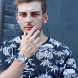 BUREI Men Wrist Watches Fashion Analog Waterproof Rubber Strap Watches for Men
