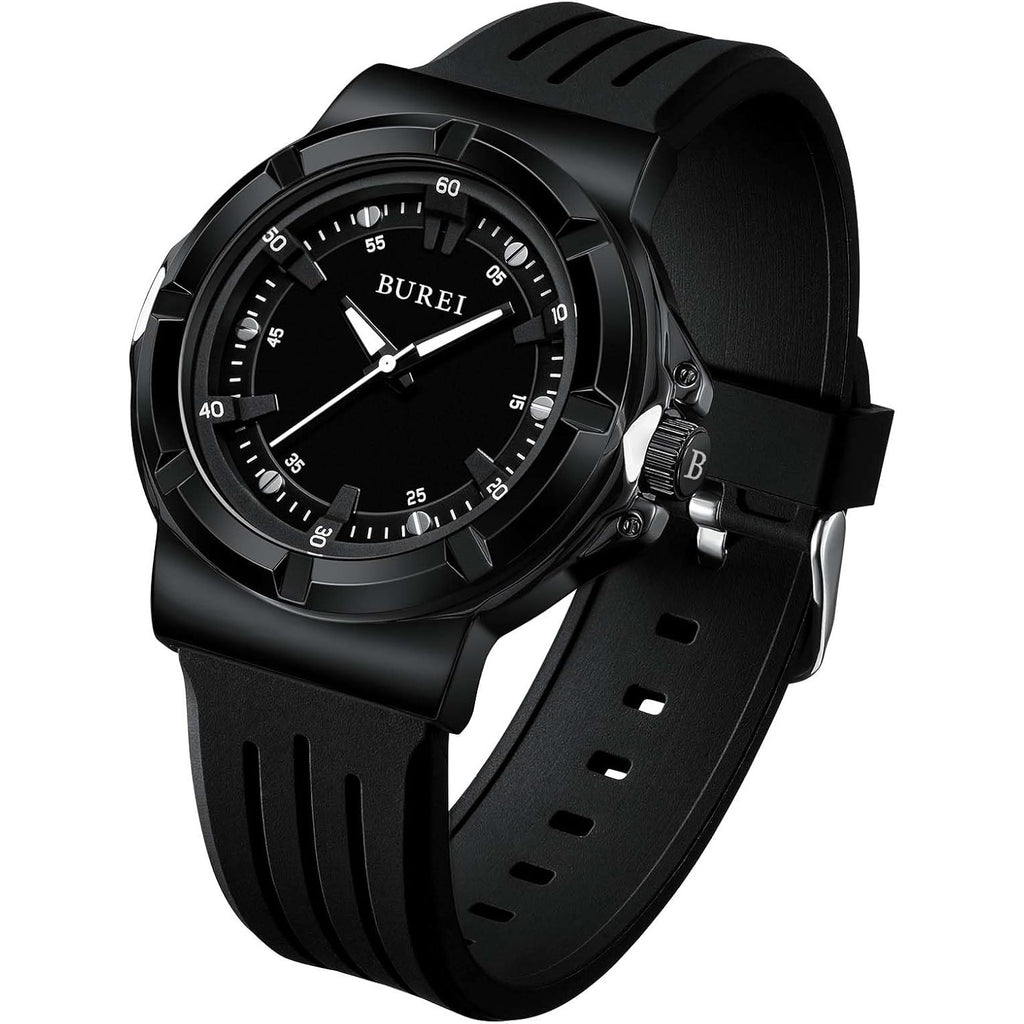 BUREI Waterproof Analog Unisex Watch Japanese Quartz Watch for Women and Men with Easy to Read Time Dial and Breathable Silicone Band Classic Gift for Him/Her