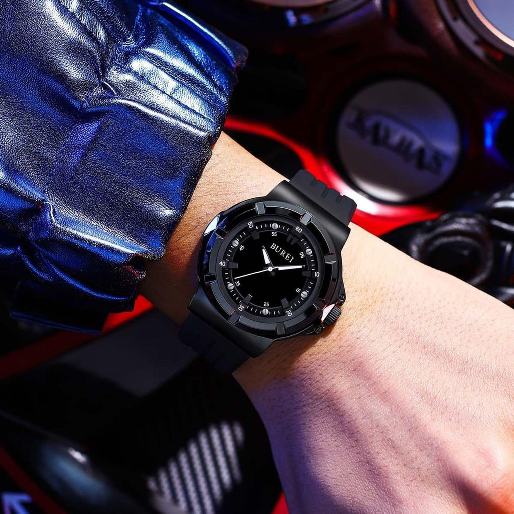 BUREI Waterproof Analog Unisex Watch Japanese Quartz Watch for Women and Men with Easy to Read Time Dial and Breathable Silicone Band Classic Gift for Him/Her