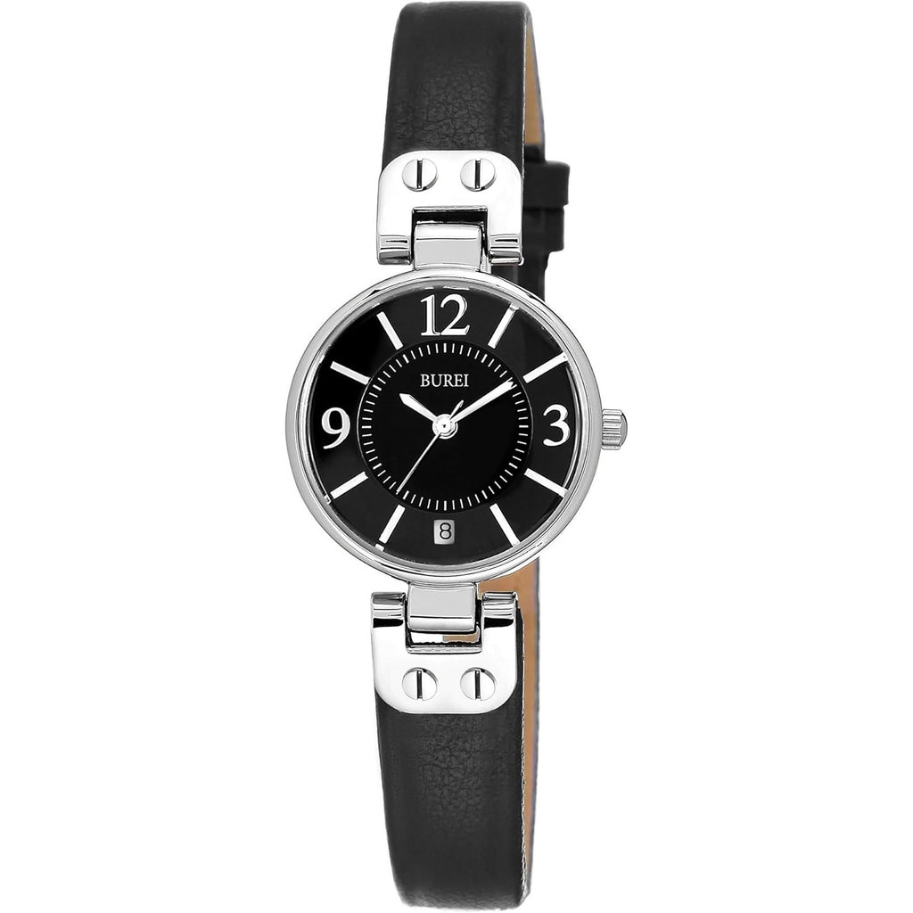 BUREI Women's Luxury Quartz Waterproof Pointer Watch with Simple Leather Strap - Exquisite Small Women's Watch
