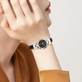 BUREI Women's Luxury Quartz Waterproof Pointer Watch with Simple Leather Strap - Exquisite Small Women's Watch