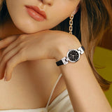 BUREI Women's Luxury Quartz Waterproof Pointer Watch with Simple Leather Strap - Exquisite Small Women's Watch
