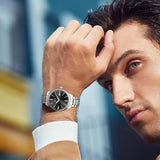 BUREI Men Watches Fashion Business Watch Silver Analog Stainless Steel Quartz Waterproof Watches for Men,Gifts for Men