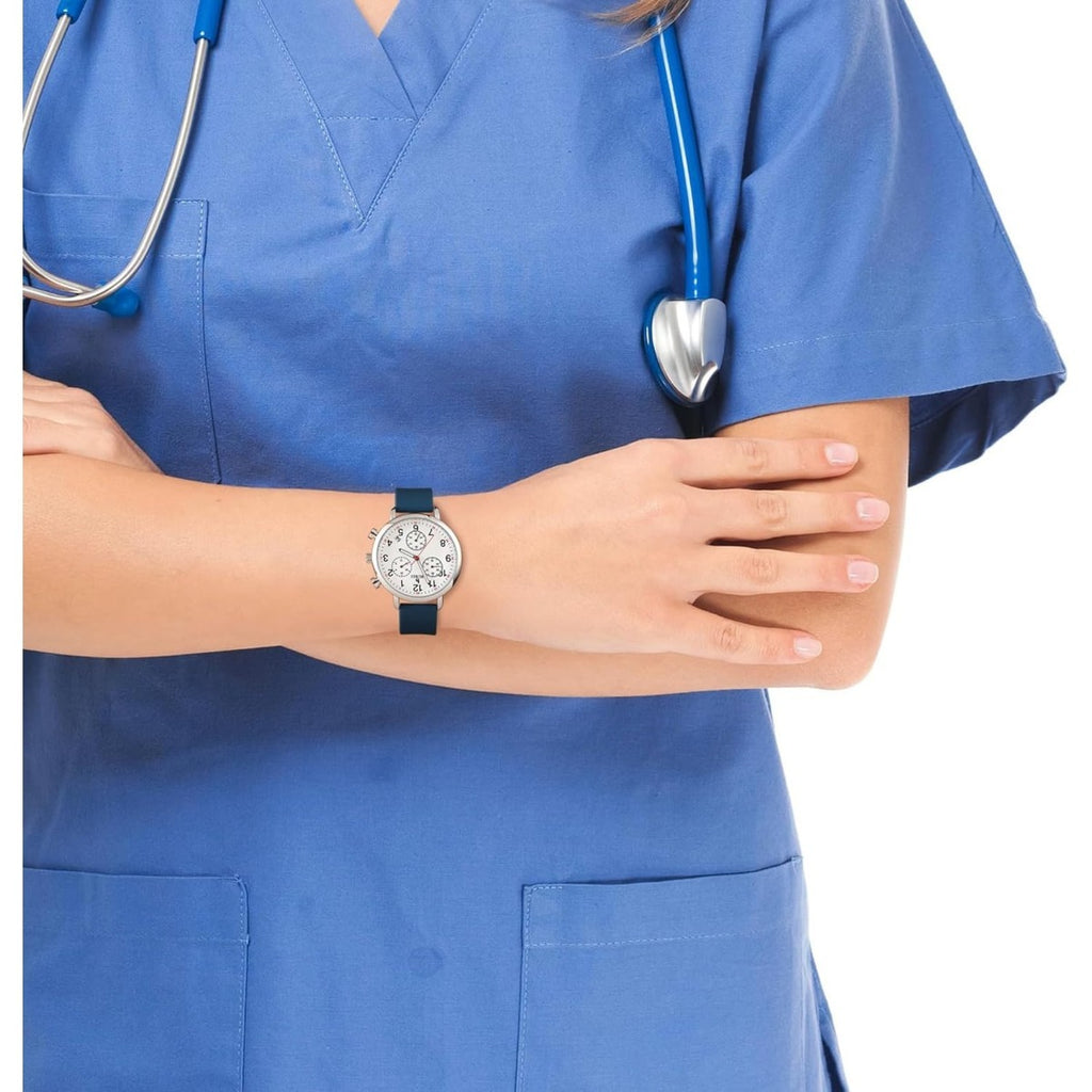 BUREI Womens Nurse Watches, Easy to Read Precision Watches for Medical Professionals, Silicone Comfort,Waterproof, Night Light, Stopwatch Multifunctional Time Clocks