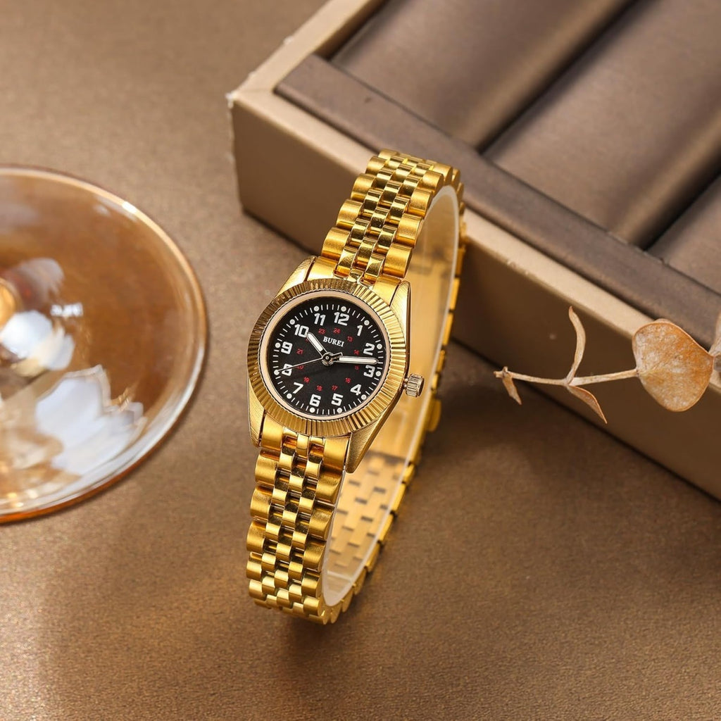 BUREI Women's Wrist Watch Easy Read Dial, 24 Hour with Second Hand,Nurse Watch for Women with Stainless Steel Band.