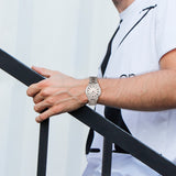 BUREI Men Watches Fashion Analog Stainless Steel Quartz Waterproof Watches for Men