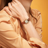 BUREI Women's Watch Classic Leather Strap Square Quartz Ladies Watch,Simple Waterproof with Calendar Design, Gift for Women