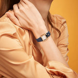BUREI Women's Watch Classic Leather Strap Square Quartz Ladies Watch,Simple Waterproof with Calendar Design, Gift for Women