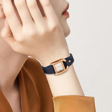 BUREI Women's Watch Classic Leather Strap Square Quartz Ladies Watch,Simple Waterproof with Calendar Design, Gift for Women