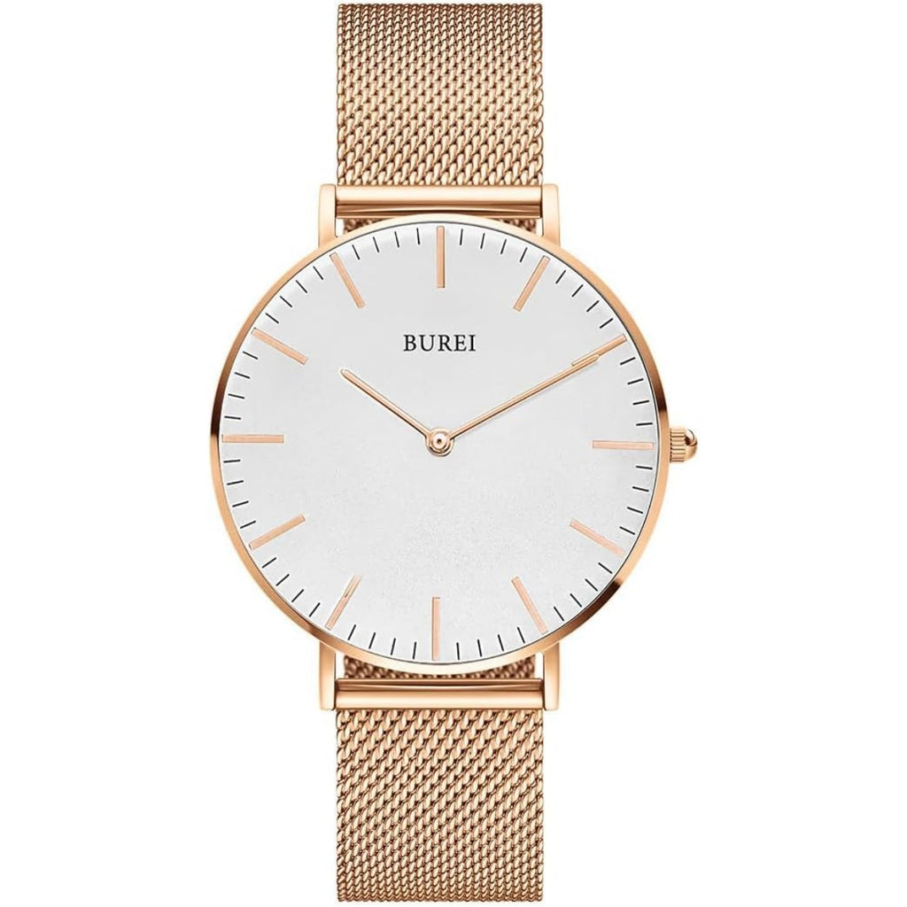 BUREI Womens Watch Fashion Gold Small Ladies Watch Stainless Steel Mesh Bracelet Watch Analog Quartz Waterproof Watches Dainty Silver Wrist Watches for Women