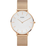 BUREI Womens Watch Fashion Gold Small Ladies Watch Stainless Steel Mesh Bracelet Watch Analog Quartz Waterproof Watches Dainty Silver Wrist Watches for Women