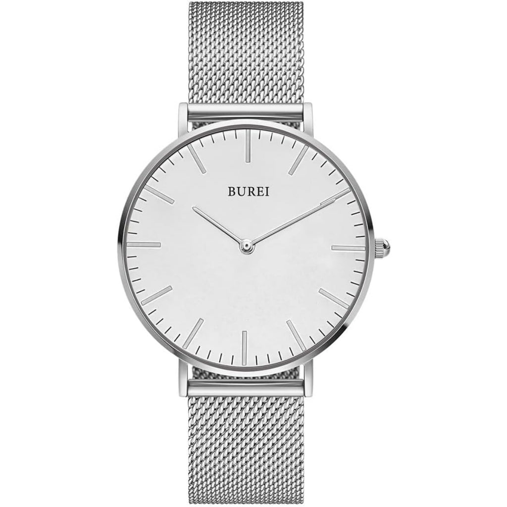 BUREI Womens Watch Fashion Gold Small Ladies Watch Stainless Steel Mesh Bracelet Watch Analog Quartz Waterproof Watches Dainty Silver Wrist Watches for Women