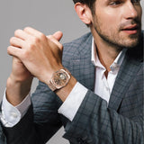 BUREI Men's Classic Luxury Watch Stainless Steel Waterproof Machine Watch Fashion Double Watches Date Sapphire Crystal