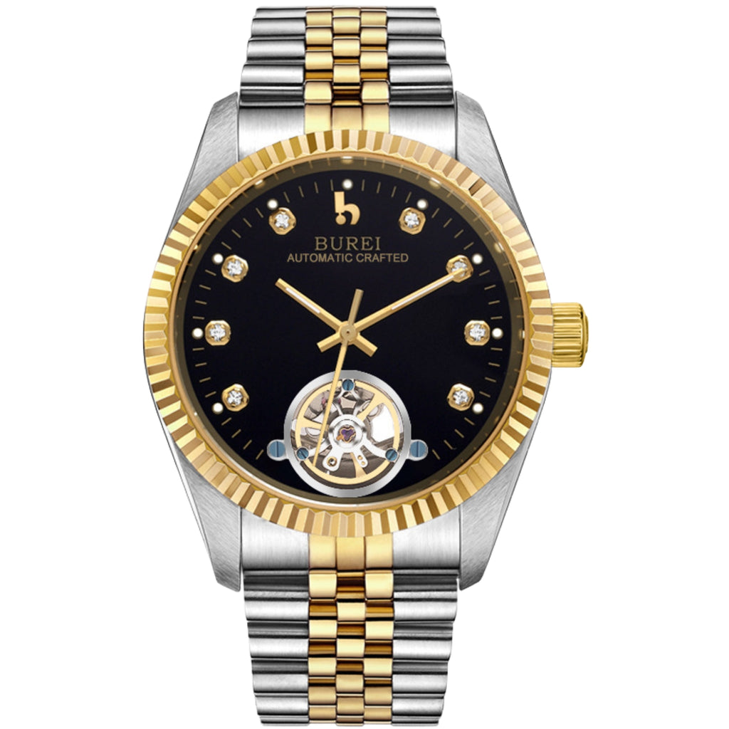 BUREI Men's Luxury Automatic Watch Fashion Waterproof Mechanical Watch, Adjustable Stainless Steel Two Tone Strap,Gift for Men