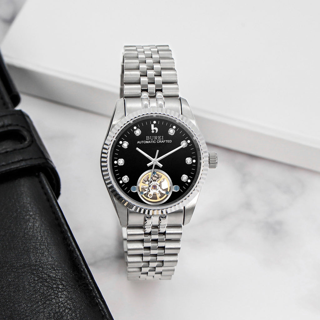BUREI Men's Luxury Automatic Watch Fashion Waterproof Mechanical Watch, Adjustable Stainless Steel Two Tone Strap,Gift for Men