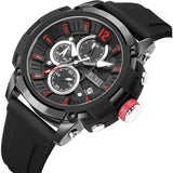BUREI Sport Mens Watches Analog Quartz Chronograph Watch for Men Waterproof Date Dial Casual Wrist Watches with Silicone Strap Gifts for Men