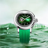 BUREI Automatic Dive Watch Sapphire Glass Wrist Watch Men's 500m Waterproof Watch with Rubber Strap,Luminous Hands and Markers