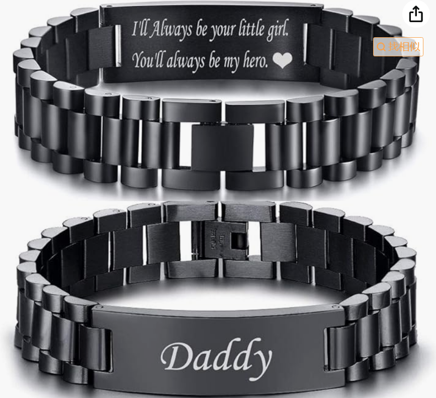BUREI Men Watch Band Stainless Steel Link Bracelet Personalized Jewelry Gift for Men DAD Father Husband Boyfriend