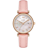 BUREI Women's Black Leather Strap Watch Fashion Simple Analog Quartz Waterproof Watches for Women Three Hands,Gift for her