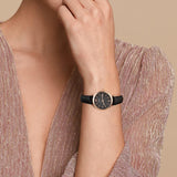 BUREI Women's Black Leather Strap Watch Fashion Simple Analog Quartz Waterproof Watches for Women Three Hands,Gift for her