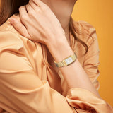 BUREI Women's Fashion Luxury Stainless Steel Watch Simple Quartz Waterproof Ladies Watch Three Hands Relogio Feminino (Gold and Rose Gold)