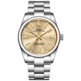 BUREI Men's Stainless Steel Fashion Watch Japan Movement Quartz Wristwatches for Men 41mm Luxury Round Watch