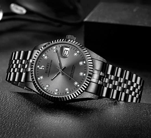 BUREI Men's Luxury Automatic Watch Two Tones Stainless Steel Dress Wrist Watches Self-Winding