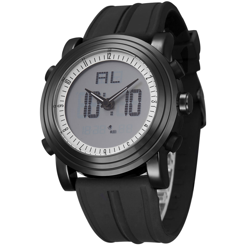 BUREI Mens Analog Digital Sport Watches with Alarm Stopwatch LED Backlight and Rubber Strap