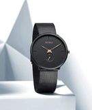 BUREI Men's Fashion Minimalist Wrist Quartz Watches with Stainless Steel Black Dial and Mesh Band