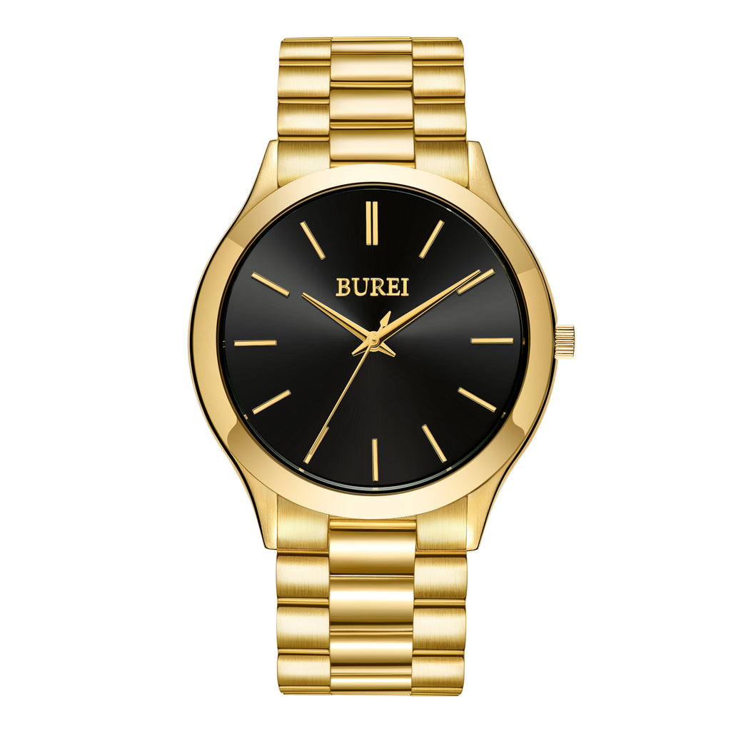BUREI men's stainless steel fashion business watch japanese movement quartz watch men's 41mm luxury round watch