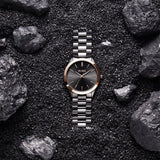 BUREI men's stainless steel fashion business watch japanese movement quartz watch men's 41mm luxury round watch