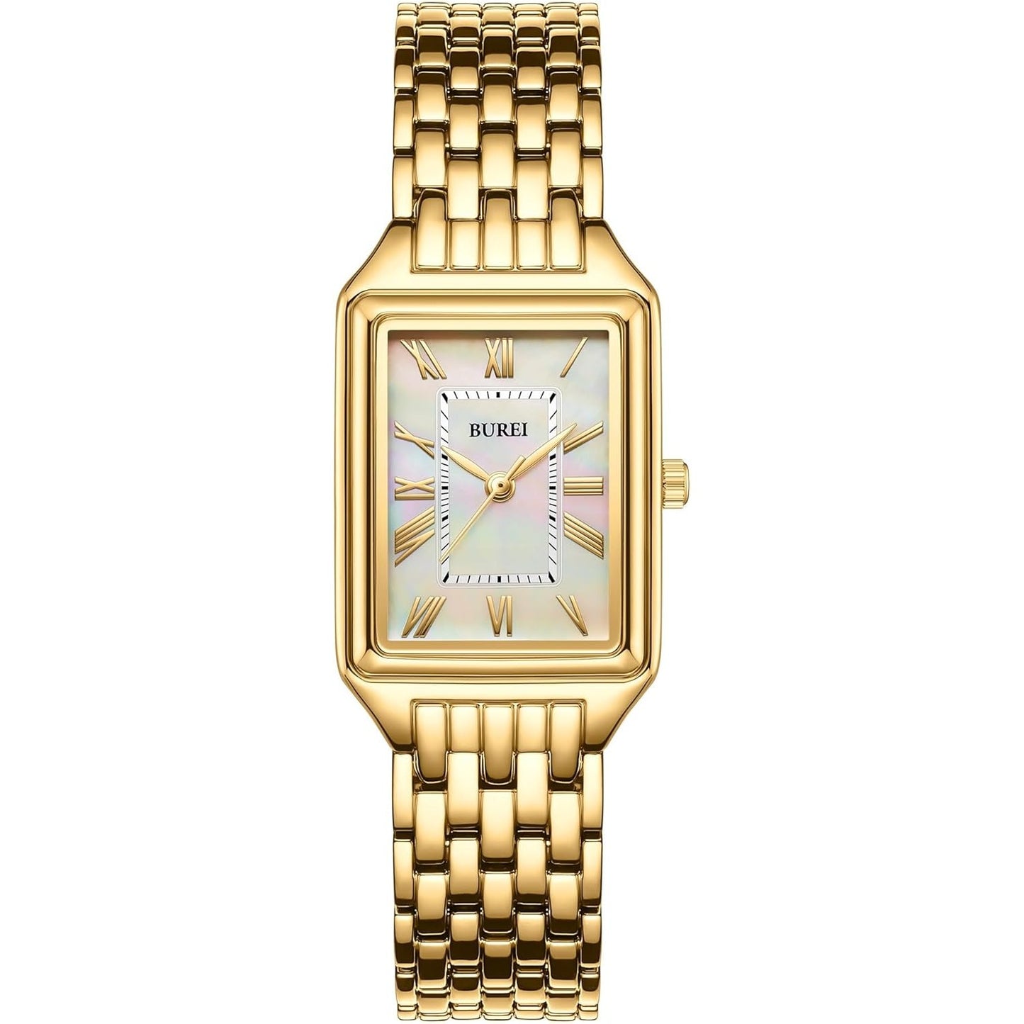 BUREI Women's Fashion Luxury Stainless Steel Watch Simple Quartz Waterproof Ladies Watch Three Hands Relogio Feminino (Gold and Rose Gold)