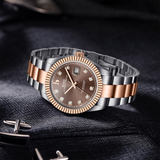 BUREI Men's Luxury Automatic Watch Fashion Waterproof Mechanical Watch, Adjustable Stainless Steel Two Tone Strap,Gift for Men