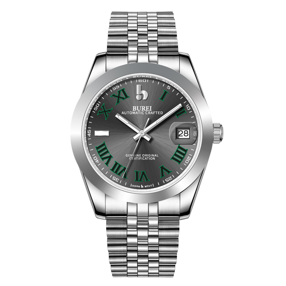 BUREI Luxury Automatic Watch 36mm, Fashion Waterproof Mechanical Watch, Adjustable Stainless Steel Two Tone Strap