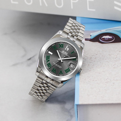 BUREI Luxury Automatic Watch 36mm, Fashion Waterproof Mechanical Watch, Adjustable Stainless Steel Two Tone Strap