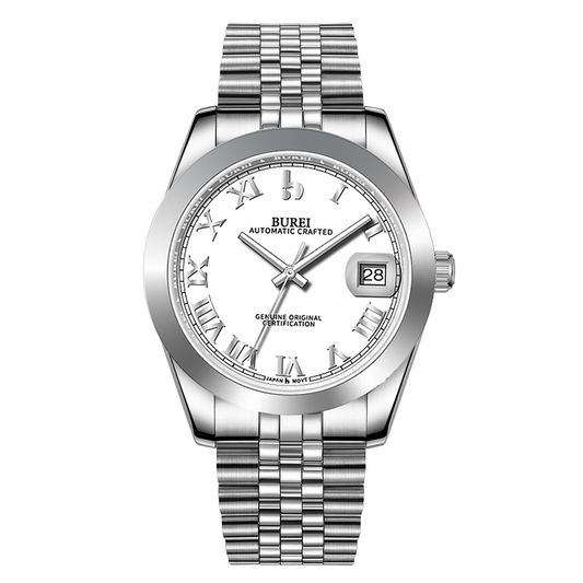 BUREI Luxury Automatic Watch 36mm, Fashion Waterproof Mechanical Watch, Adjustable Stainless Steel Two Tone Strap
