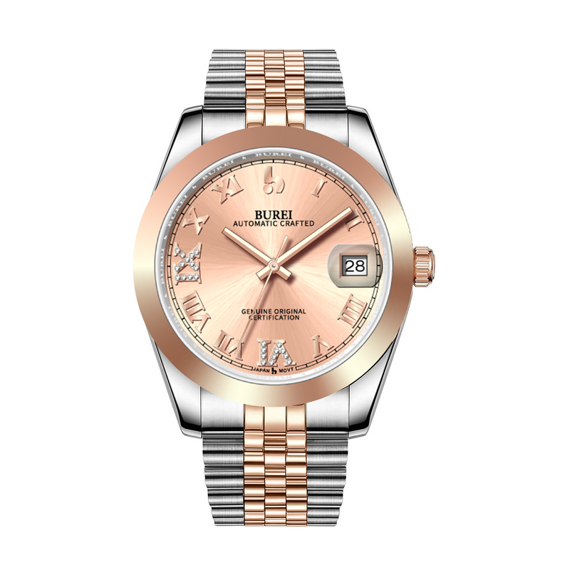 BUREI Men's Luxury Automatic Watch Fashion Waterproof Mechanical Watch, Adjustable Stainless Steel Two Tone Strap,Gift for Men