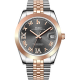 BUREI Men's Luxury Automatic Watch Fashion Waterproof Mechanical Watch, Adjustable Stainless Steel Two Tone Strap,Gift for Men