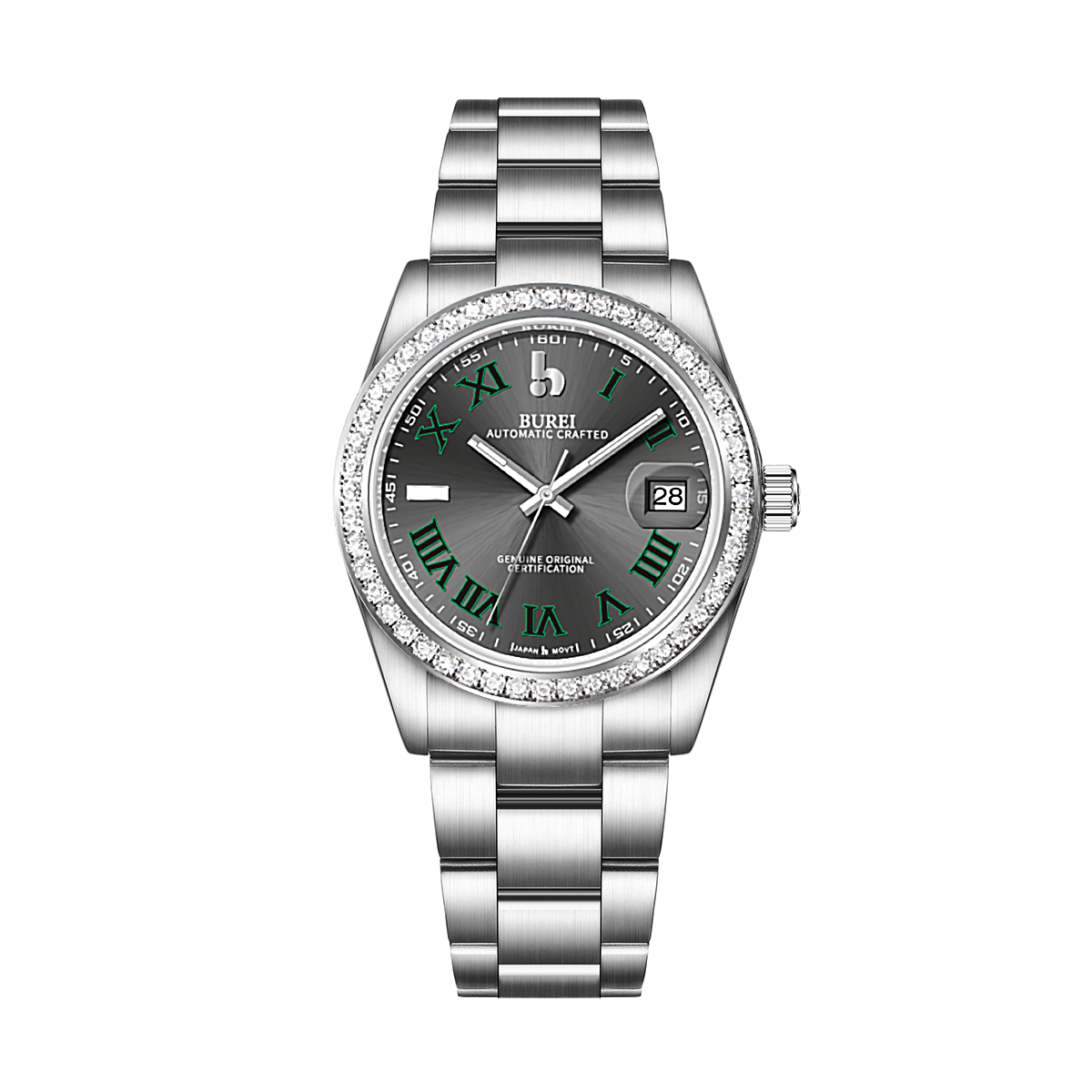 BUREI Luxury Automatic Watch 36mm, Fashion Waterproof Mechanical Watch, Adjustable Stainless Steel Two Tone Strap