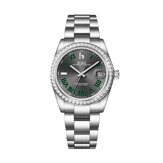 BUREI Luxury Automatic Watch 36mm, Fashion Waterproof Mechanical Watch, Adjustable Stainless Steel Two Tone Strap