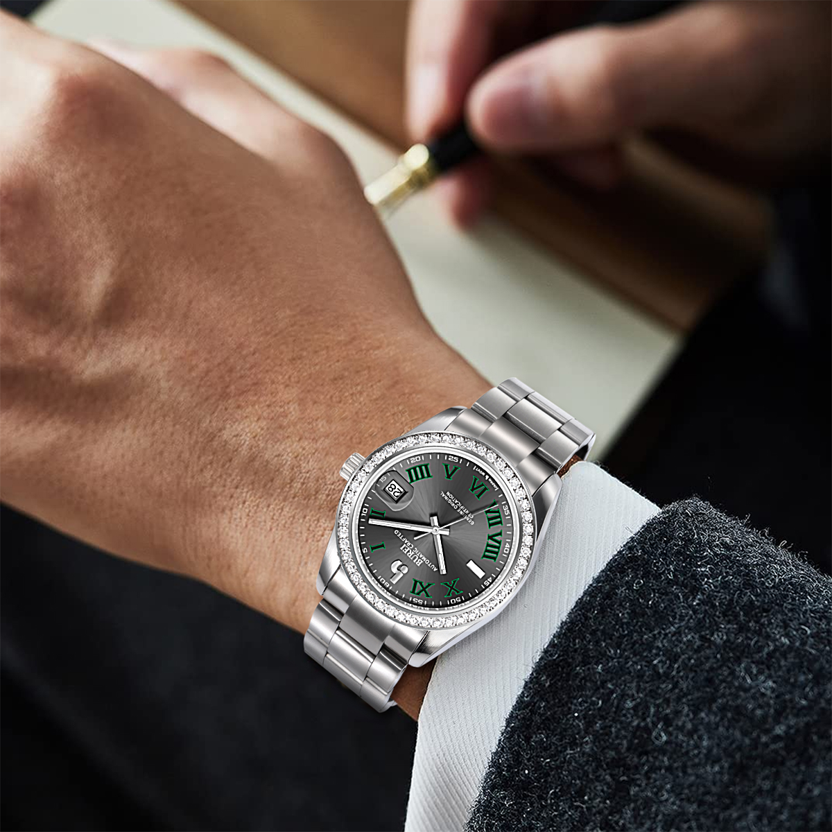BUREI Luxury Automatic Watch 36mm, Fashion Waterproof Mechanical Watch, Adjustable Stainless Steel Two Tone Strap