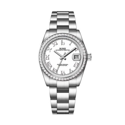 BUREI Luxury Automatic Watch 36mm, Fashion Waterproof Mechanical Watch, Adjustable Stainless Steel Two Tone Strap